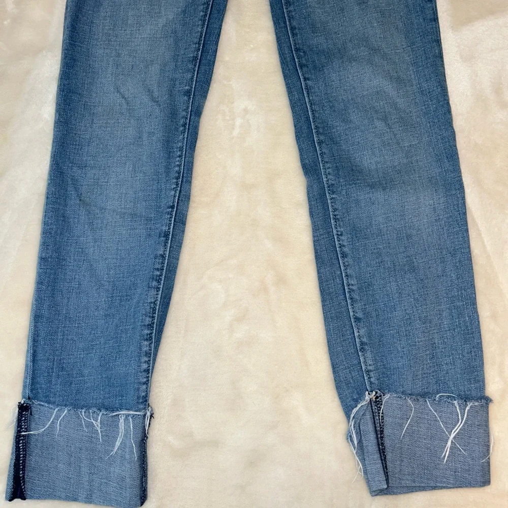 Loft womens Modern Straight folded hem, raw edge jeans‎ size 00 / 24 - Picture 4 of 7